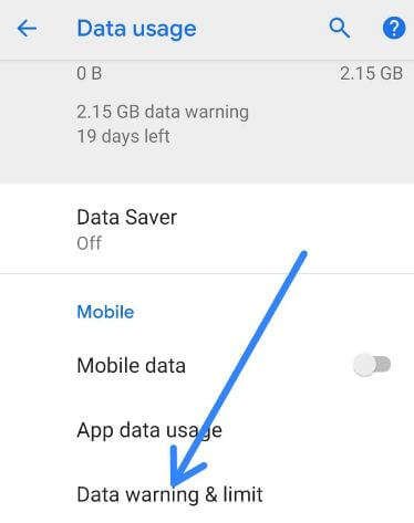 Jak ustawić limit danych w Androidzie 9 Pie