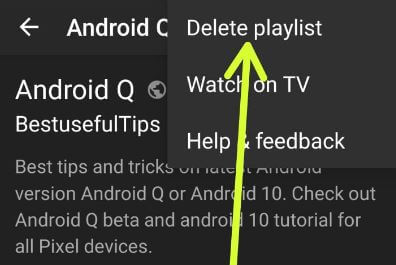 Usuń listę odtwarzania YouTube z urządzenia z systemem Android