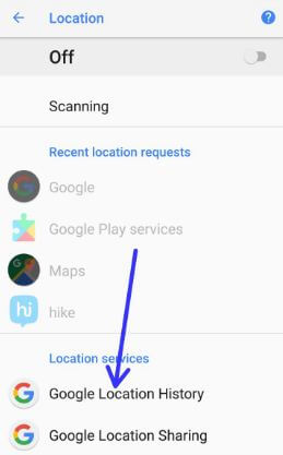 Jak usunąć historię lokalizacji Google Android Oreo