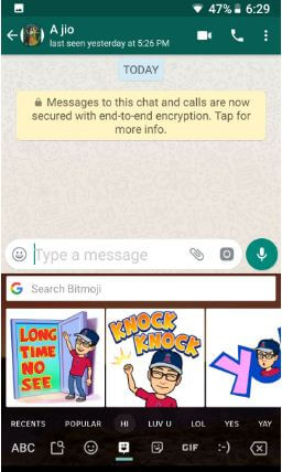 Jak dodać Bitmoji do telefonu Android WhatsApp