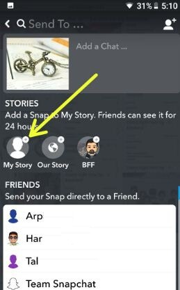 Przesyłaj zdjęcia z galerii do aplikacji Snapchat Story Android