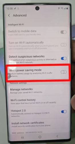 Jak włączyć tryb oszczędzania energii Wi-Fi w Galaxy Note 10 plus