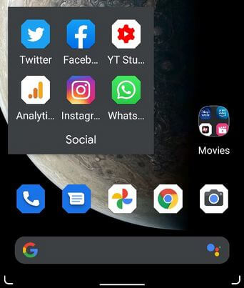 Utwórz folder aplikacji Google Pixel 4a na ekranie głównym